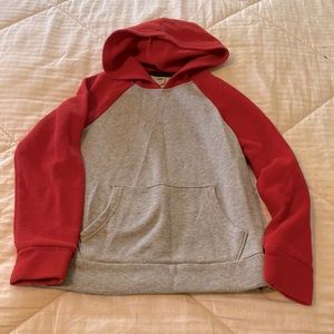 Gray and Red Hooded Sweatshirt